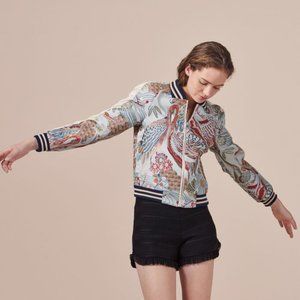 MAJE  Boyan Embroidered Bomber Jacket In Imprime Size 38